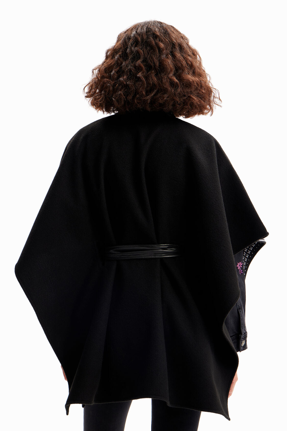Jacket - Desigual Embroidered Belted Poncho
