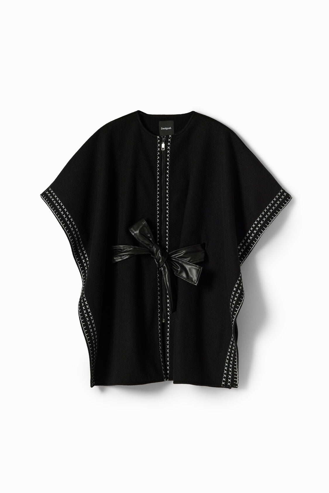 Jacket - Desigual Embroidered Belted Poncho