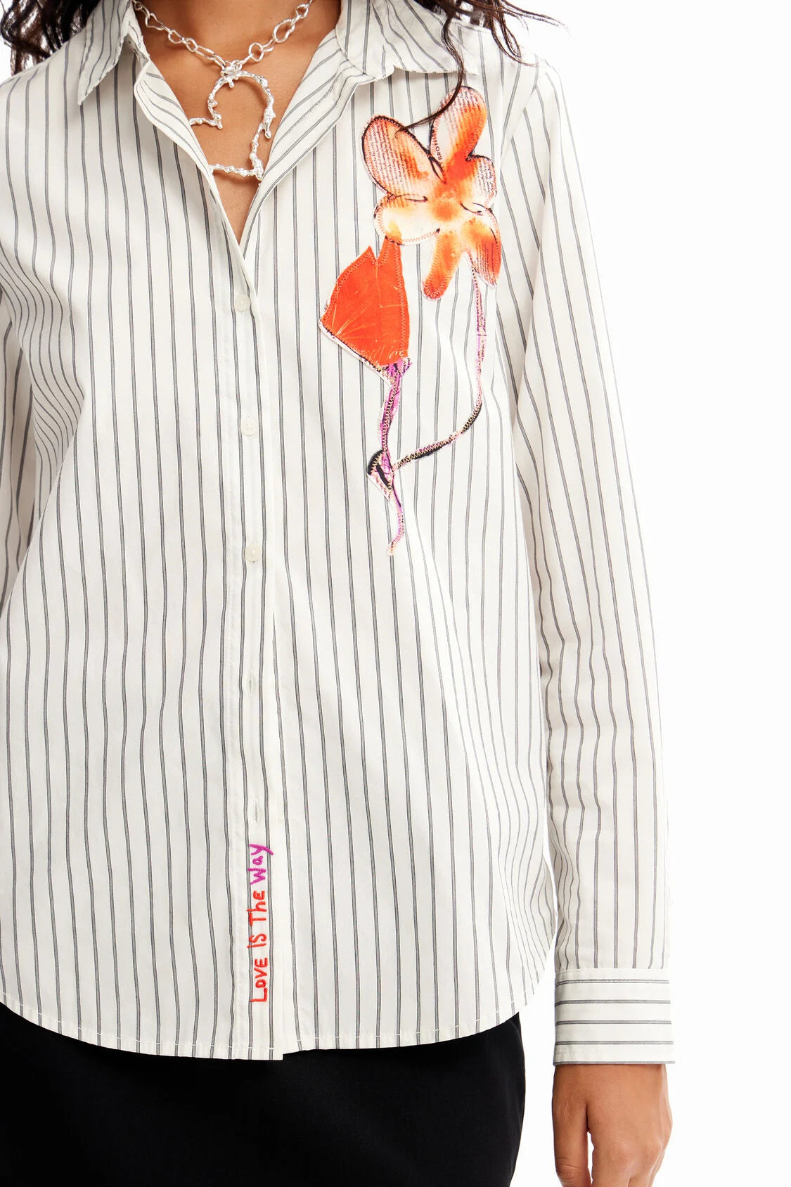 Clothing - Desigual Striped Flower Shirt